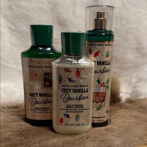 Bath & Body Works Cozy Vanilla Bourbon Trio